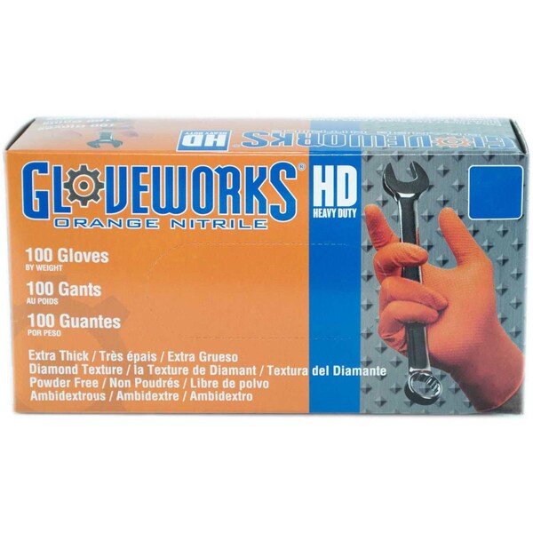 Ammex GWON Gloveworks Industrial Grade Textured Nitrile Gloves, Powder
